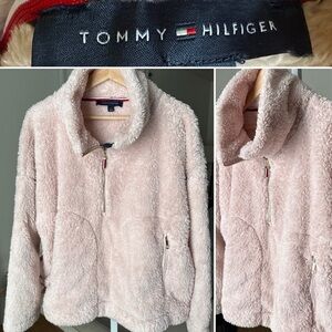 Tommy Hilfiger Women’s Baby Pink Faux Fur Zip Pullover Jacket Size L
